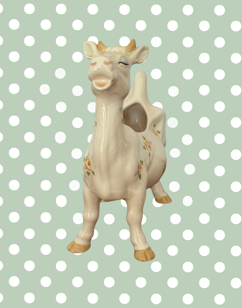Beswick ‘Daisy the Cow’ Floral Cow Creamer Figurine | 1980s Vintage English Pottery Collectable