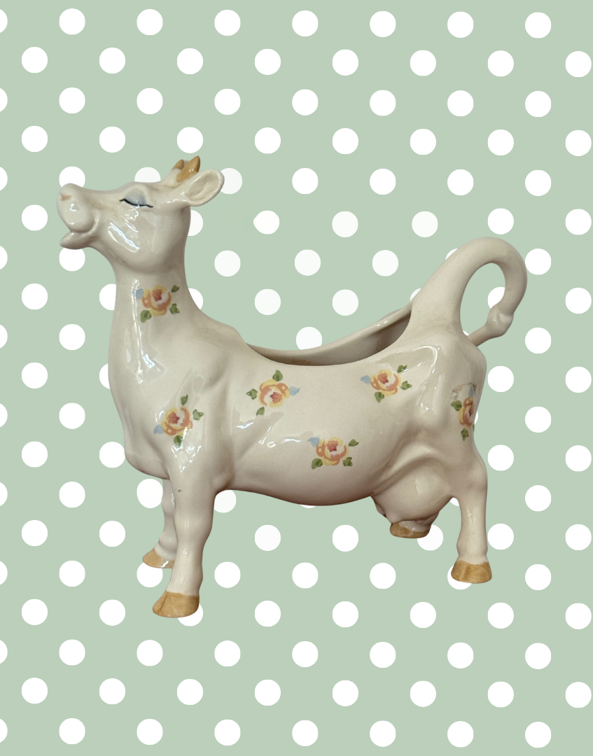 Beswick ‘Daisy the Cow’ Floral Cow Creamer Figurine | 1980s Vintage English Pottery Collectable