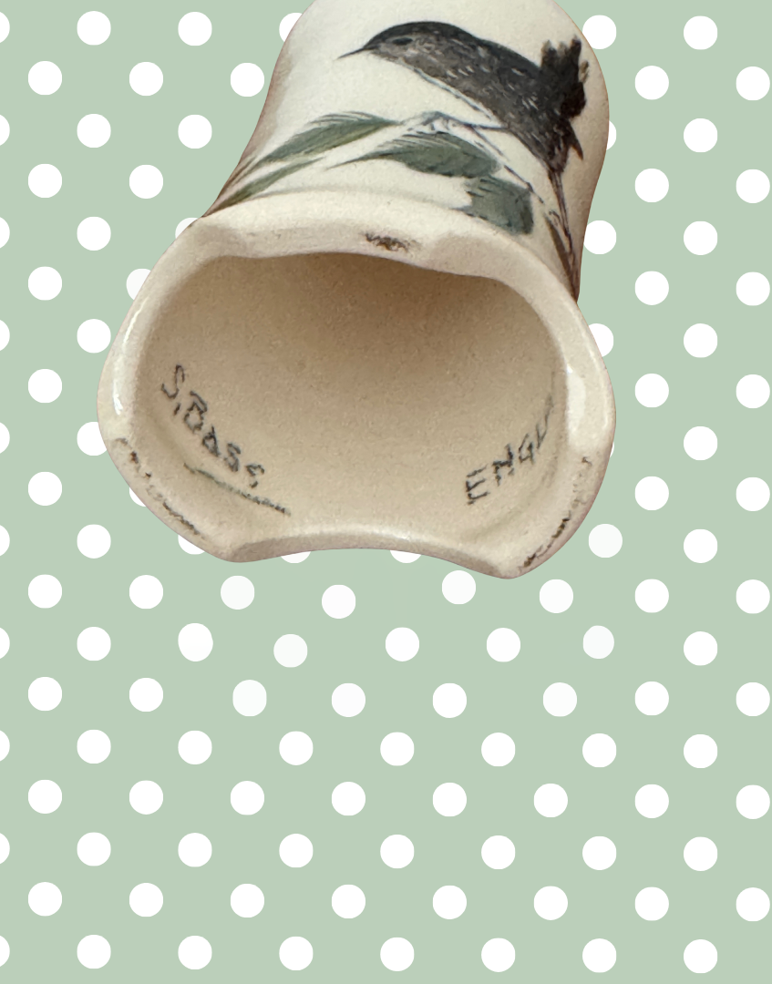 Stuart Bass Wren & Foliage Pie Funnel | Rare Signed Studio Pottery Pie Bird, Handmade in Devon