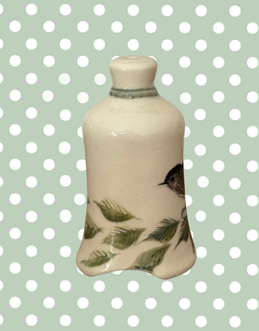 Stuart Bass Wren & Foliage Pie Funnel | Rare Signed Studio Pottery Pie Bird, Handmade in Devon