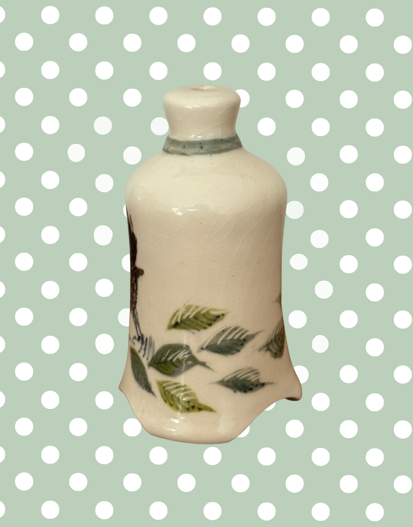 Stuart Bass Wren & Foliage Pie Funnel | Rare Signed Studio Pottery Pie Bird, Handmade in Devon