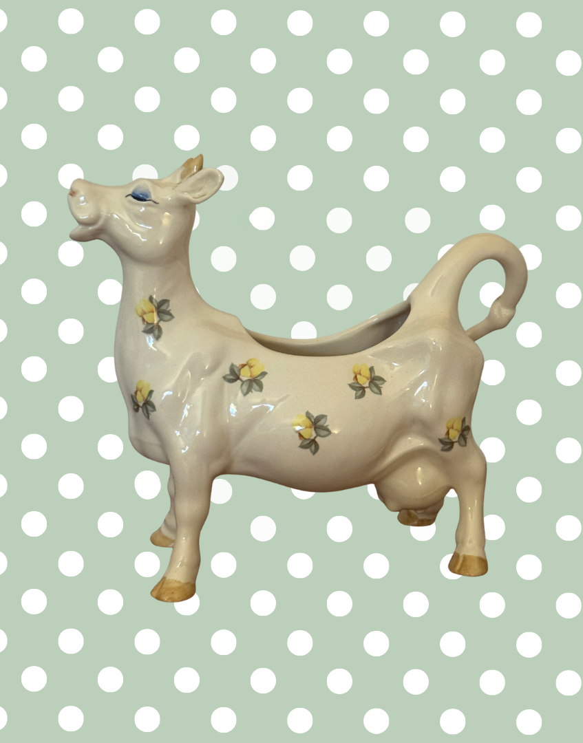 Beswick ‘Daisy the Cow’ Yellow Floral Cow Creamer Figurine | 1980s Vintage English Pottery Collectable