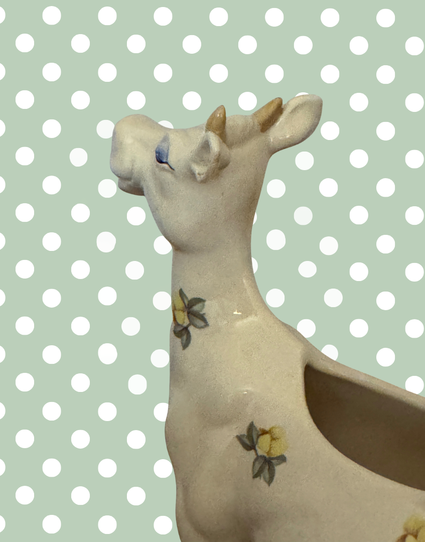 Beswick ‘Daisy the Cow’ Yellow Floral Cow Creamer Figurine | 1980s Vintage English Pottery Collectable