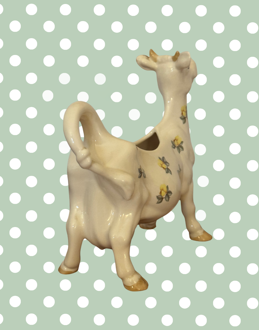 Beswick ‘Daisy the Cow’ Yellow Floral Cow Creamer Figurine | 1980s Vintage English Pottery Collectable