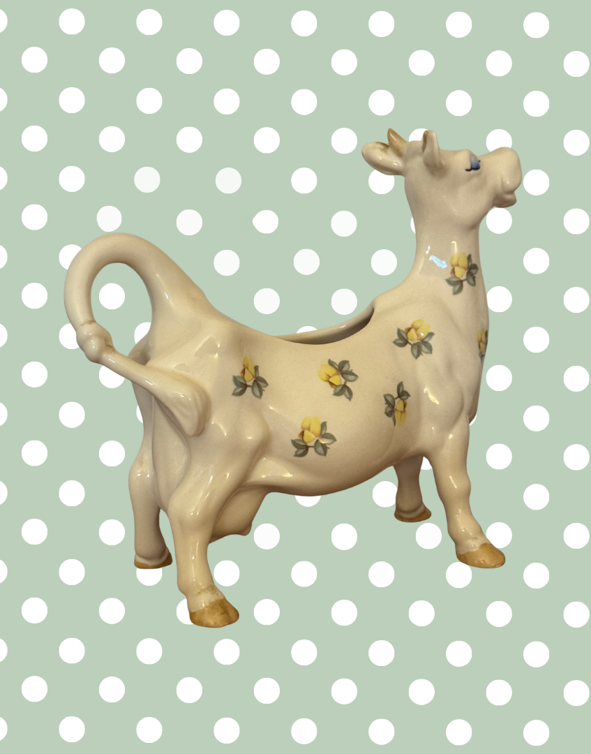 Beswick ‘Daisy the Cow’ Yellow Floral Cow Creamer Figurine | 1980s Vintage English Pottery Collectable