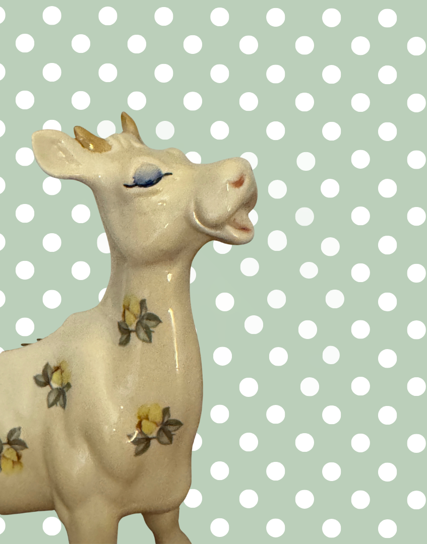 Beswick ‘Daisy the Cow’ Yellow Floral Cow Creamer Figurine | 1980s Vintage English Pottery Collectable