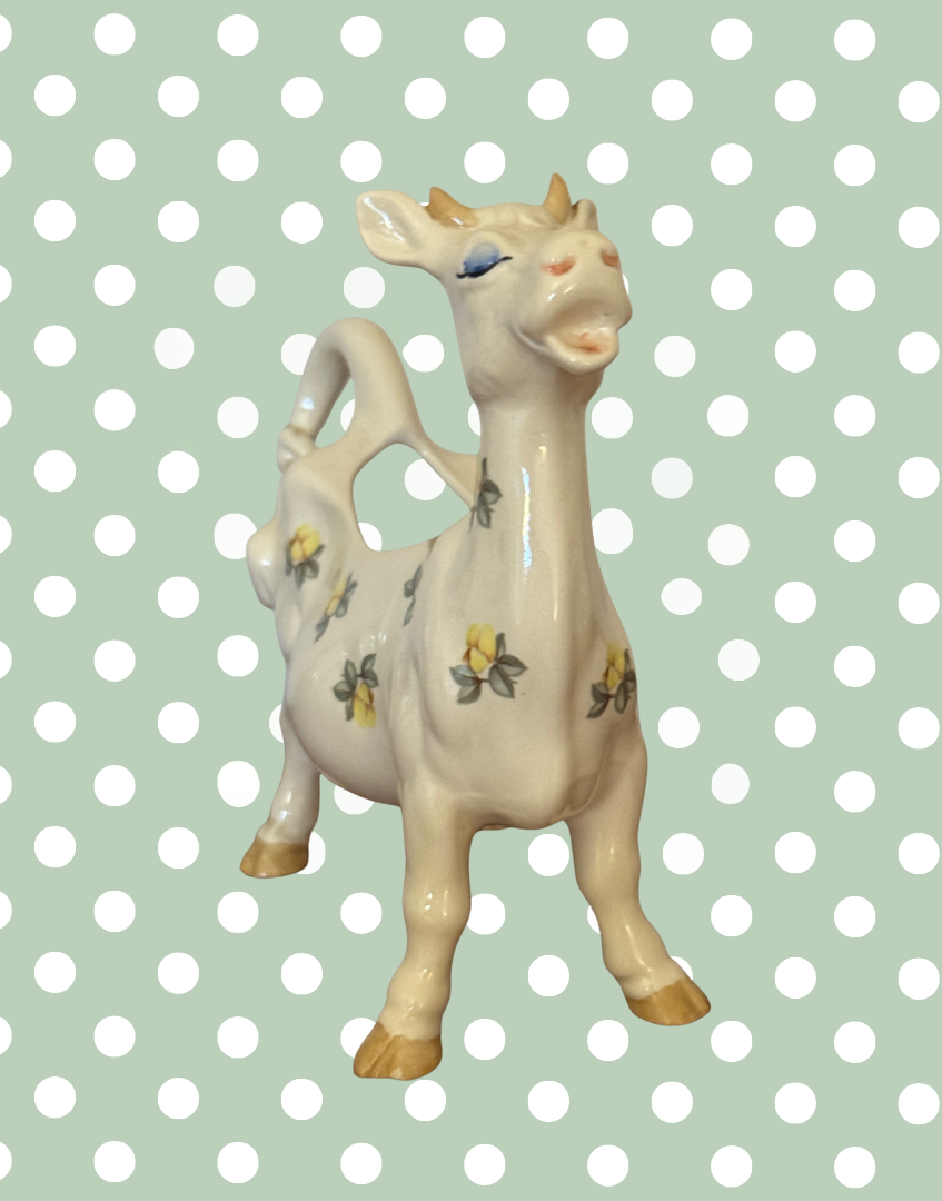 Beswick ‘Daisy the Cow’ Yellow Floral Cow Creamer Figurine | 1980s Vintage English Pottery Collectable