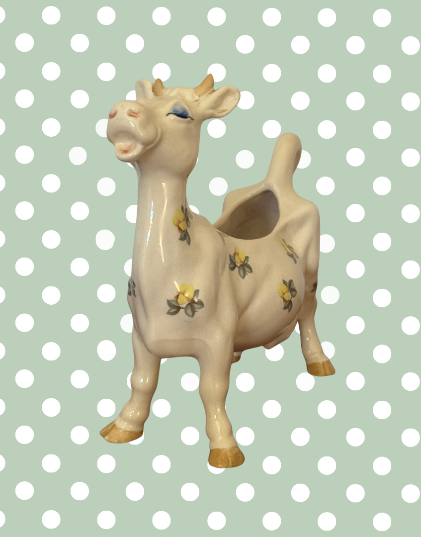 Beswick ‘Daisy the Cow’ Yellow Floral Cow Creamer Figurine | 1980s Vintage English Pottery Collectable