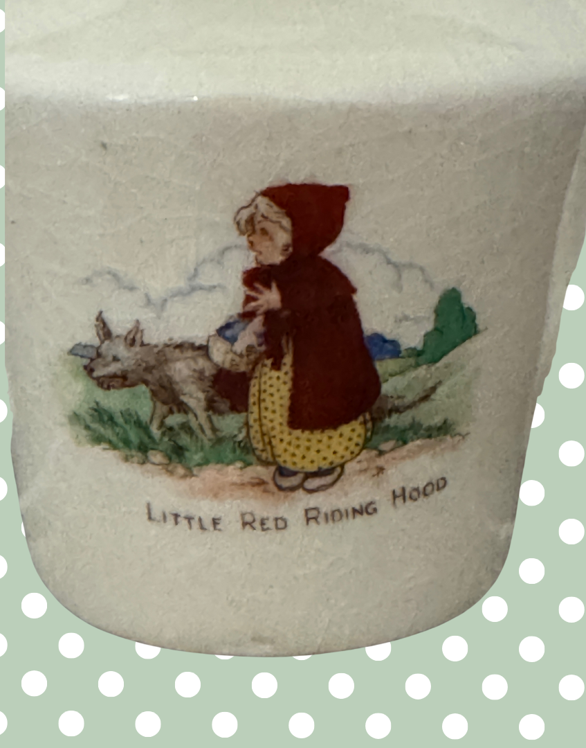 little red riding hood illustration on childs vintage playset ceramic mug
