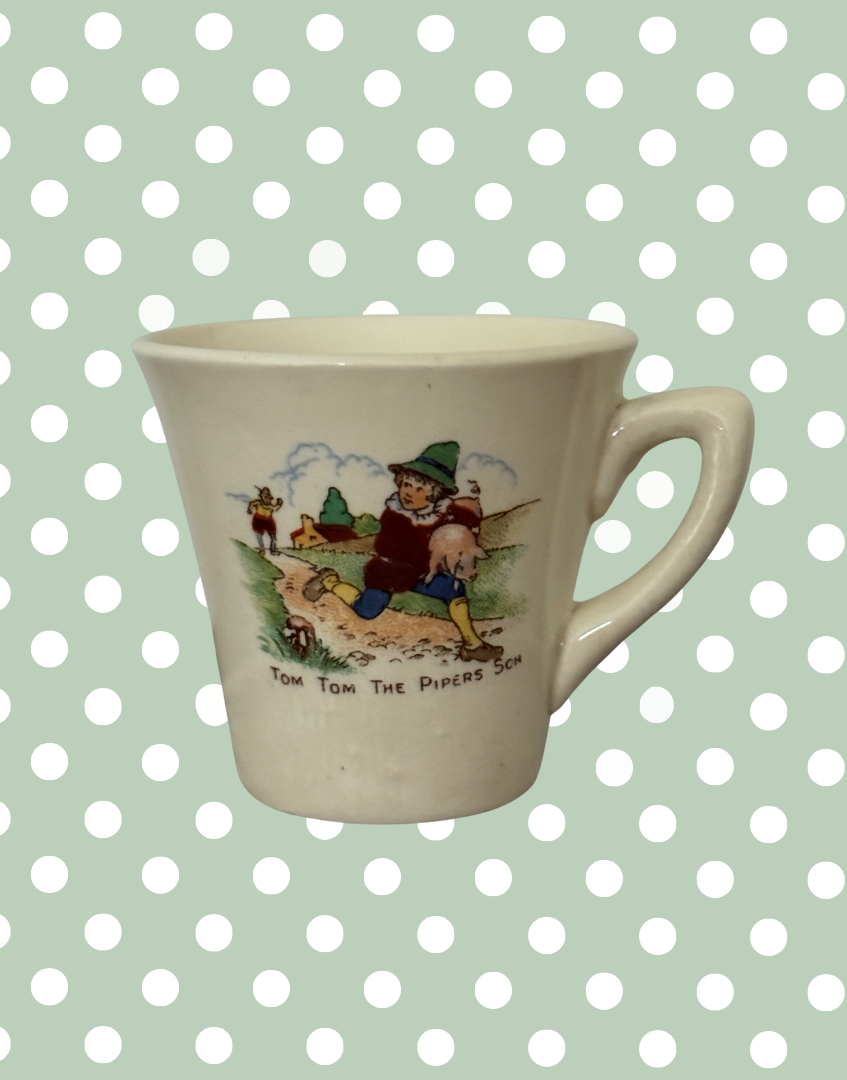 collectable vintage ceramic mug with nursery rhyme illustration to front