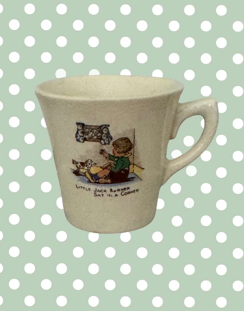 vintage childs mug with nursery rhyme illustration