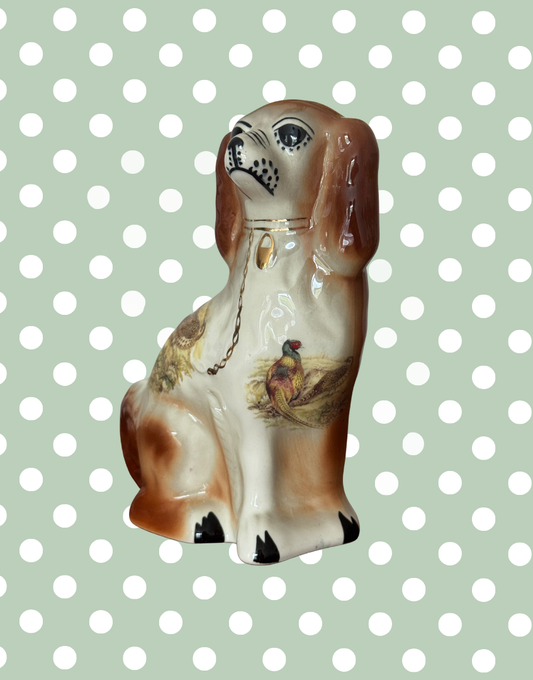 Pair of Arthur Wood Staffordshire Style Dogs | Handpainted Countryside Pheasant Design, Vintage English Pottery
