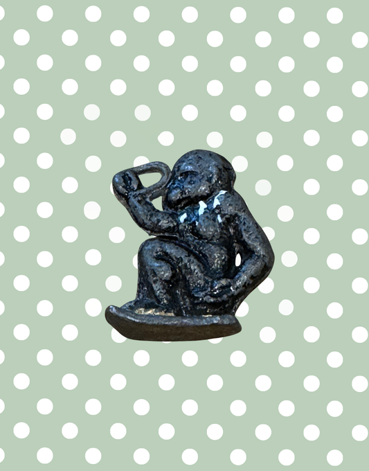 Whimsical Britains Ltd Zoo Monkey Lead Toy | 1950s Miniature Flat Silhouette Figurine with White Collar Detail