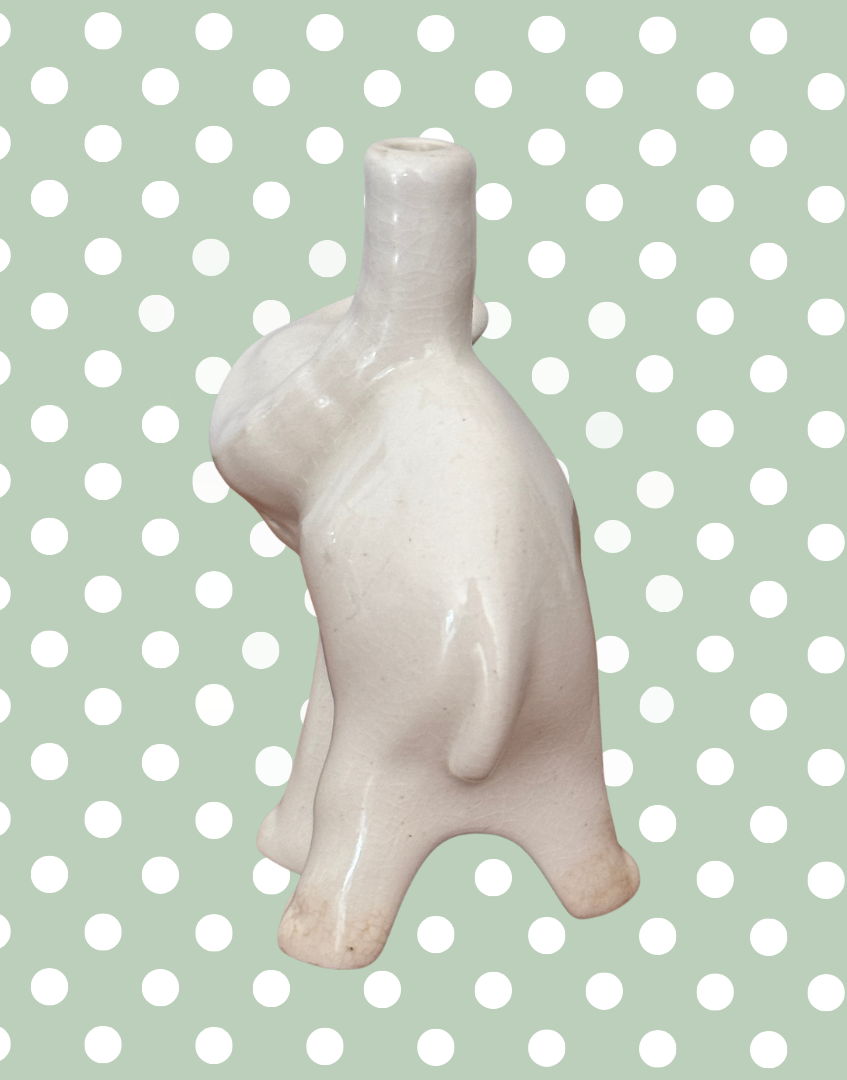 back view of white elephant ceramic baking tool