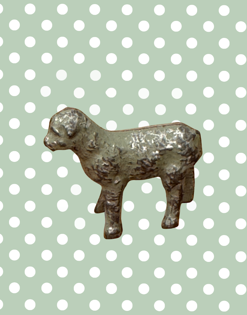 alternative side view of glossy hand painted lead toy lamb collectable