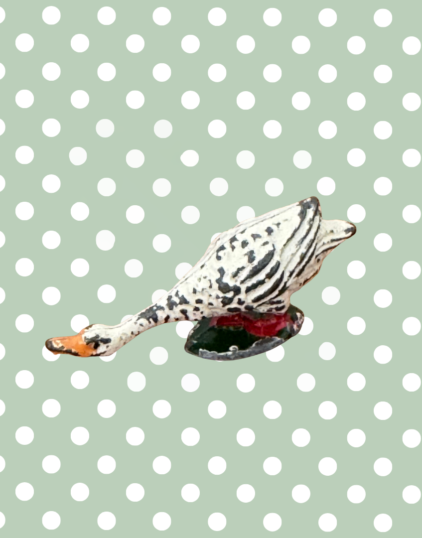 Whoite hand painted vintage Britains goose figurine with neck down