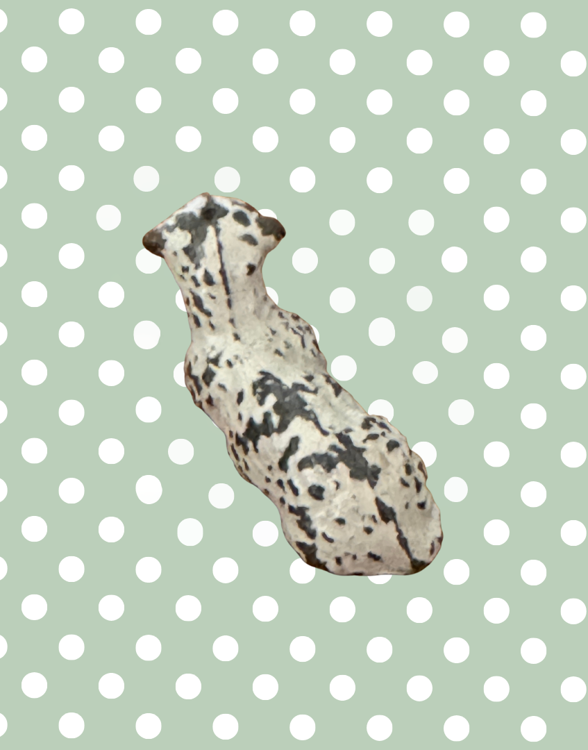 back view of small lead lamb figurine