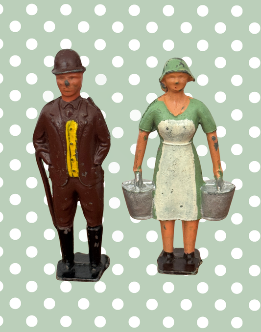 Britains Milk Maid & Country Gentleman | 1920s Lead Figurines Pair