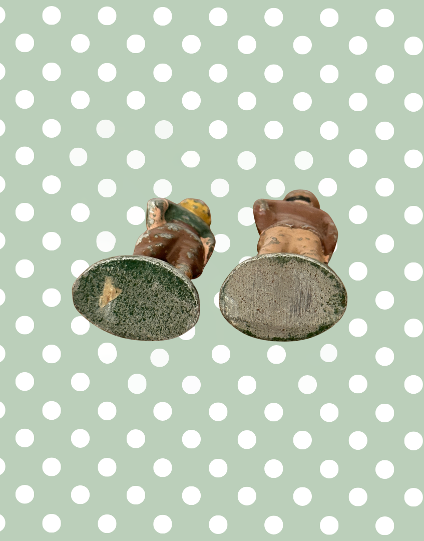 view from base of pair of britains collectable lead figure pair
