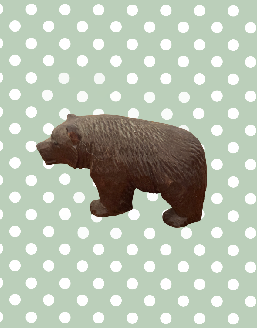 1930s hand carved wooden bear small decorative collectible