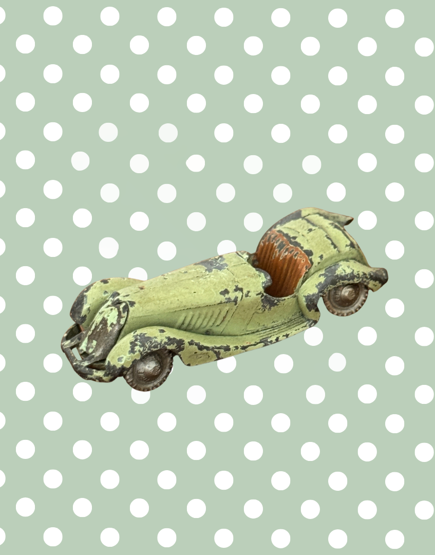 Top view of 1950s Britains open sports car model