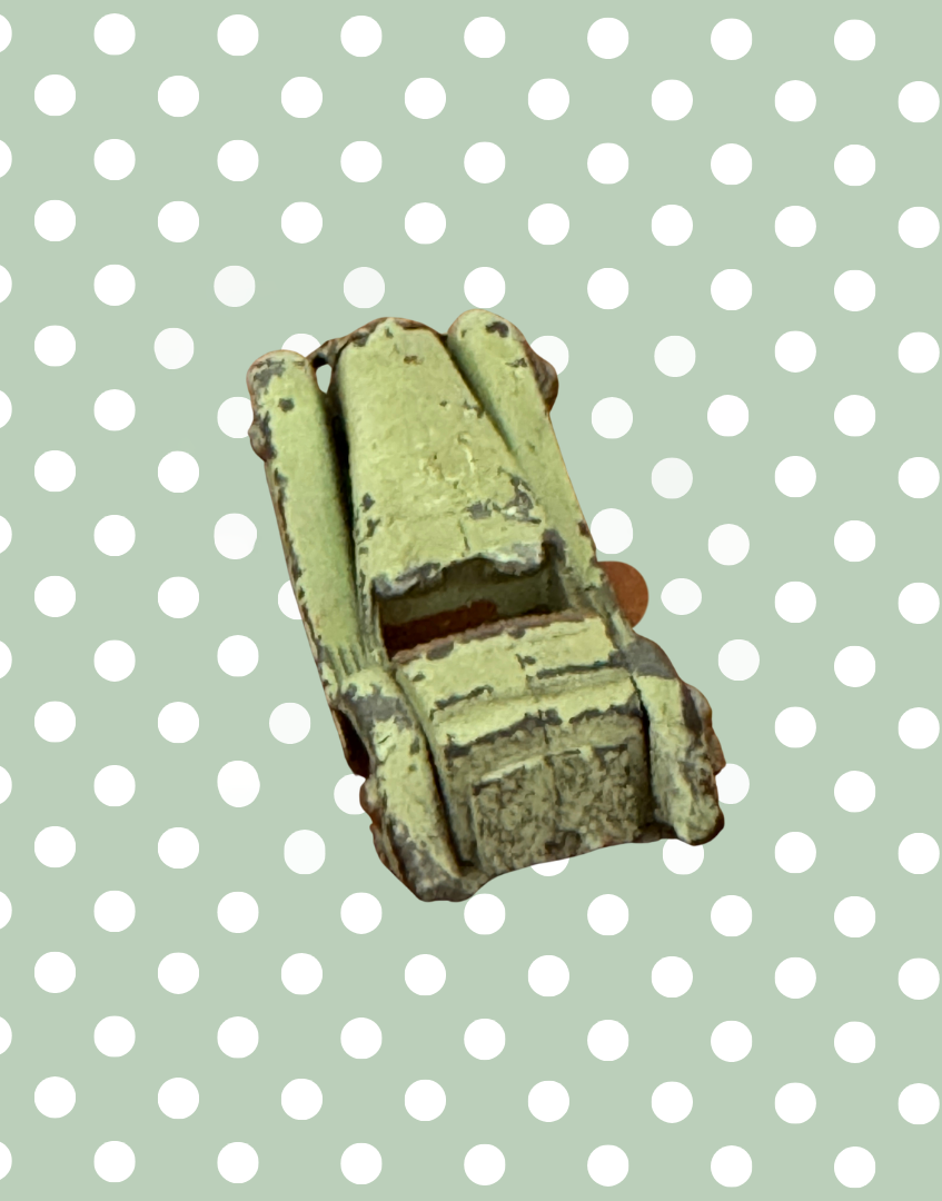Close up otop view of Britains Ltd miniature vintage lead vehicle