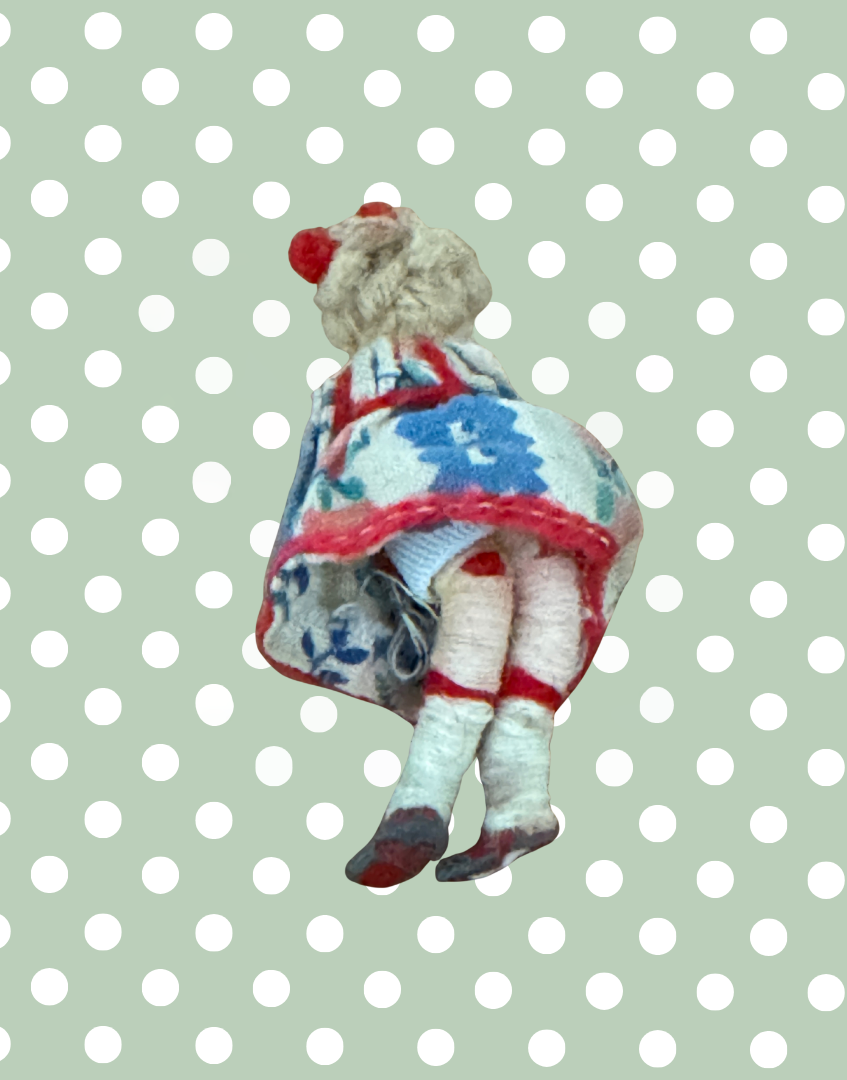 Rare Antique Dollhouse Lady Figure | Caco-Era Composition Head & Metal Shoes Doll Collectable