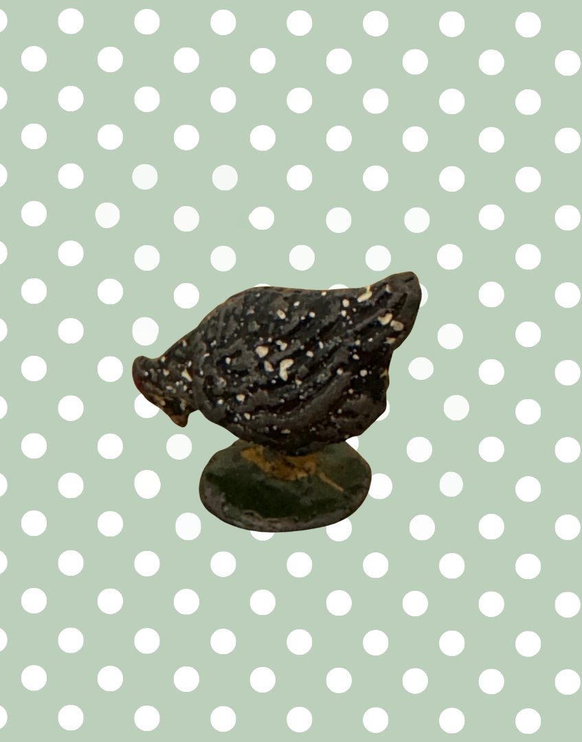 Miniature Black Chicken on Stand | Britains Ltd Vintage Lead Farm Animals & Countryside Figurine (1920s)