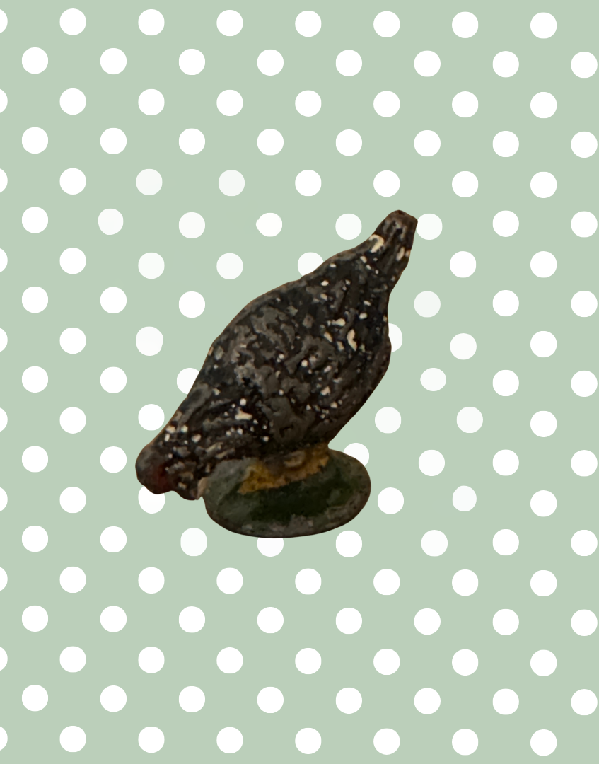 Miniature Black Chicken on Stand | Britains Ltd Vintage Lead Farm Animals & Countryside Figurine (1920s)