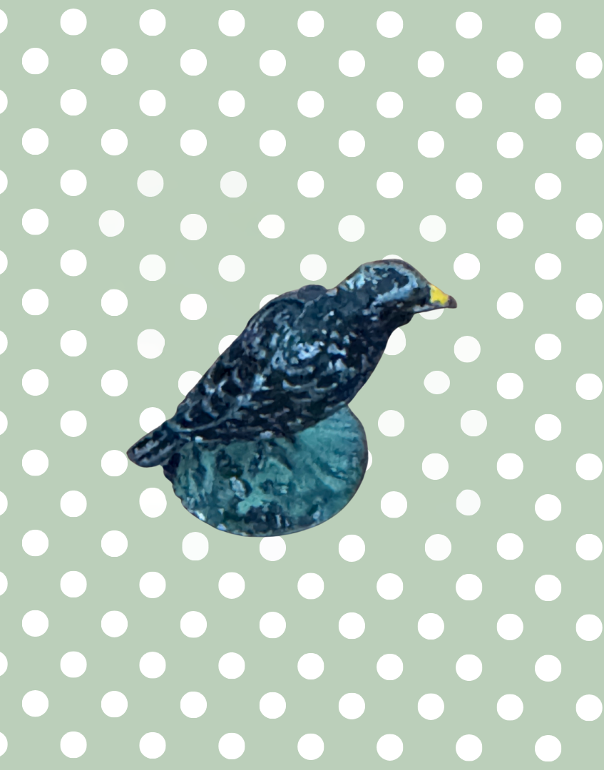 Striking Black Crow on Green Stand by Britains 