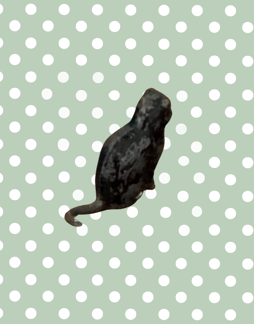 rear view of sweet black hollow cast cat lead toy