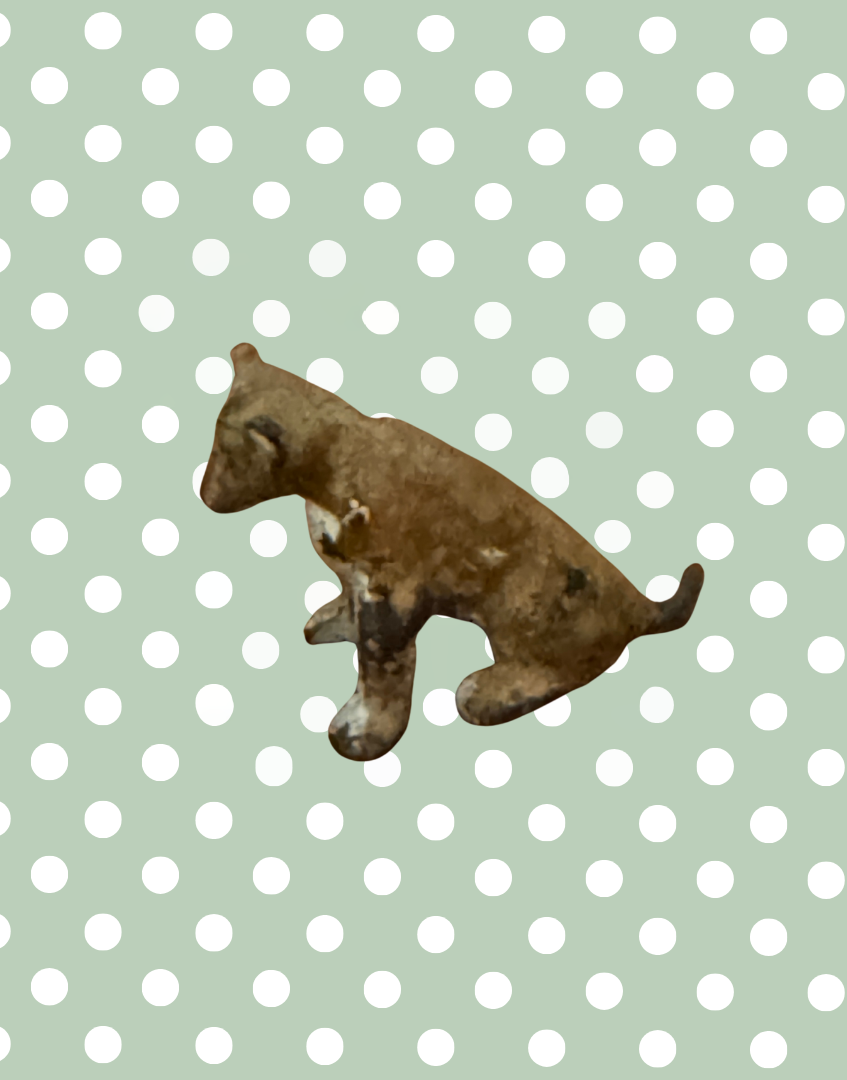 close up side view of vintage Britains Zoo series lion cub collectable