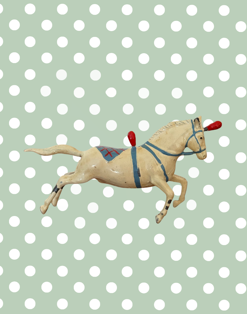 Rare Britains Ltd 1936 Circus Figures Collectable Set | Two Prancing Horses & Colourful Ringmaster Hand Painted Lead Figurines