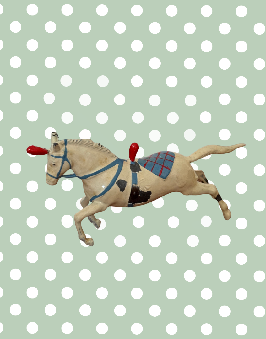 Rare Britains Ltd 1936 Circus Figures Collectable Set | Two Prancing Horses & Colourful Ringmaster Hand Painted Lead Figurines