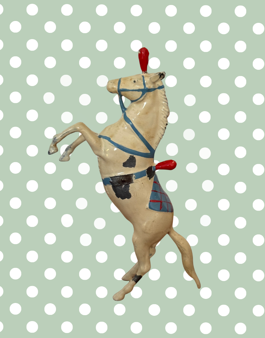 Rare Britains Ltd 1936 Circus Figures Collectable Set | Two Prancing Horses & Colourful Ringmaster Hand Painted Lead Figurines