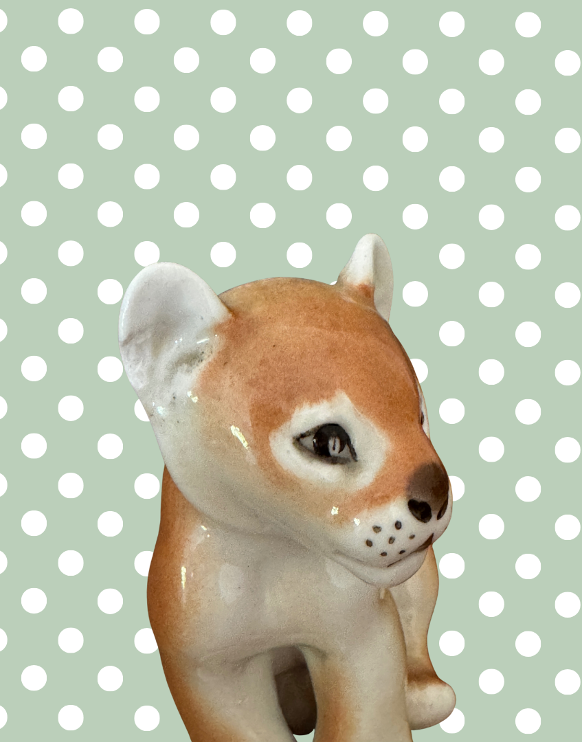 Lomonosov Sweet Porcelain Lion Cub Figurine | Vintage Russian Animal Figure