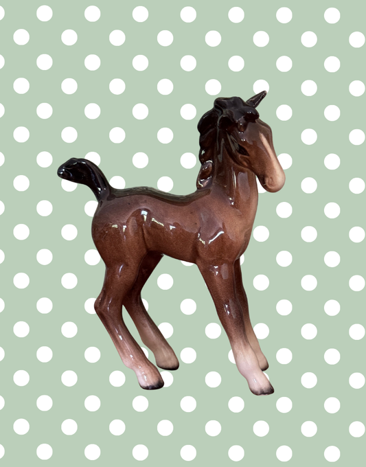 Charming Beswick Glossy Comical Foal Figurine | Vintage Equestrian Playful Collectable
