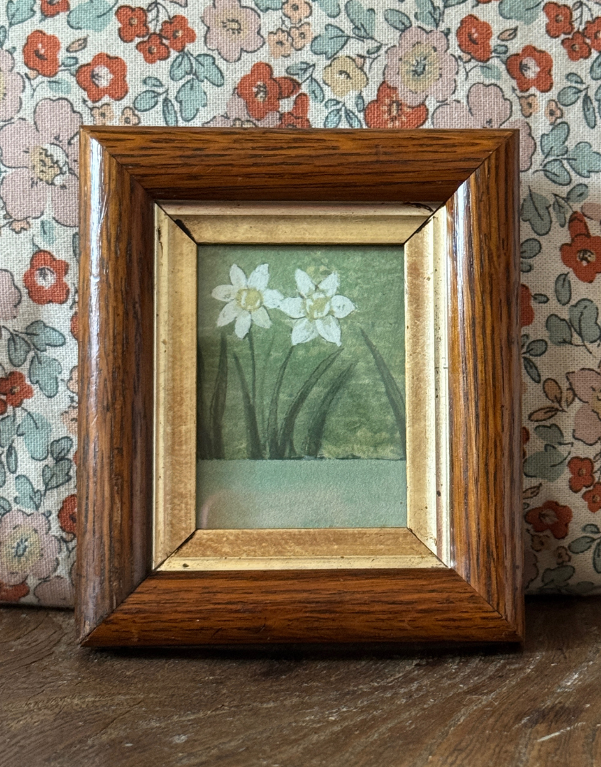 Owl & Willow (Flower Detail) | William Morris Miniature Arts & Crafts Wall Art | Rare Vintage Framed Linen Sample