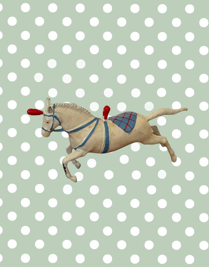 Rare Britains Ltd 1936 Circus Figures Collectable Set | Two Prancing Horses & Colourful Ringmaster Hand Painted Lead Figurines