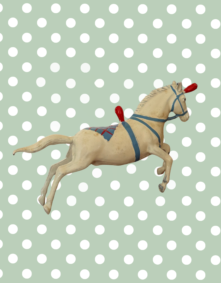 Rare Britains Ltd 1936 Circus Figures Collectable Set | Two Prancing Horses & Colourful Ringmaster Hand Painted Lead Figurines