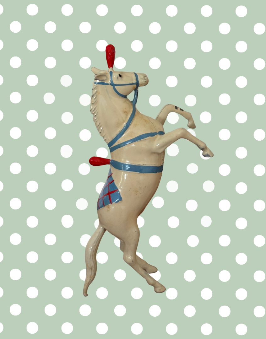 Rare Britains Ltd 1936 Circus Figures Collectable Set | Two Prancing Horses & Colourful Ringmaster Hand Painted Lead Figurines