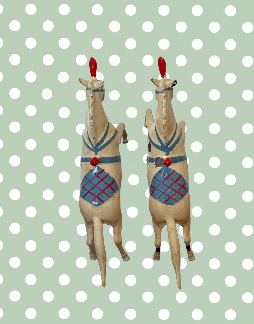 Rare Britains Ltd 1936 Circus Figures Collectable Set | Two Prancing Horses & Colourful Ringmaster Hand Painted Lead Figurines