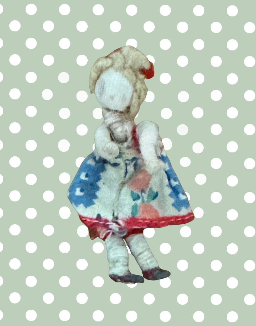 Rare Antique Dollhouse Lady Figure | Caco-Era Composition Head & Metal Shoes Doll Collectable