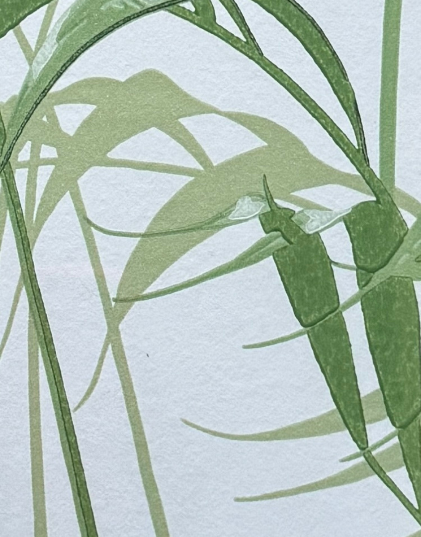 Green palm leaves illustration on a light  background