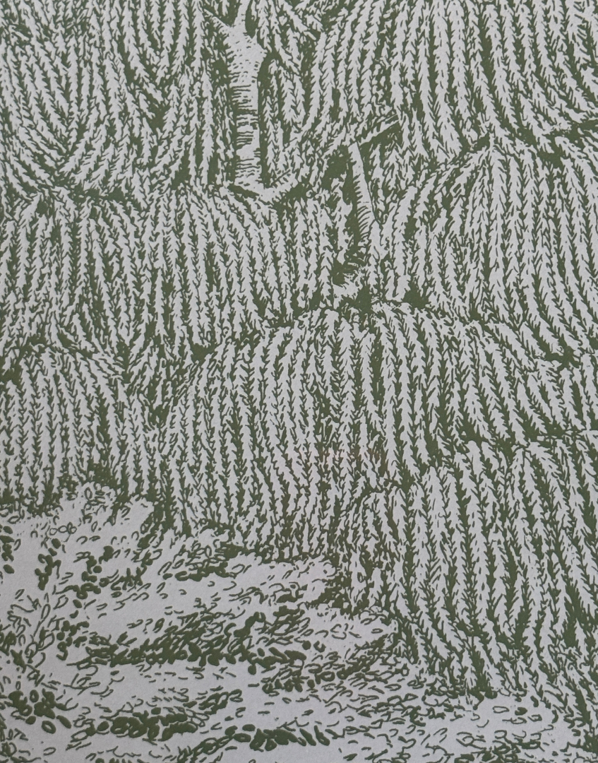 woodland toile green and cream pattern