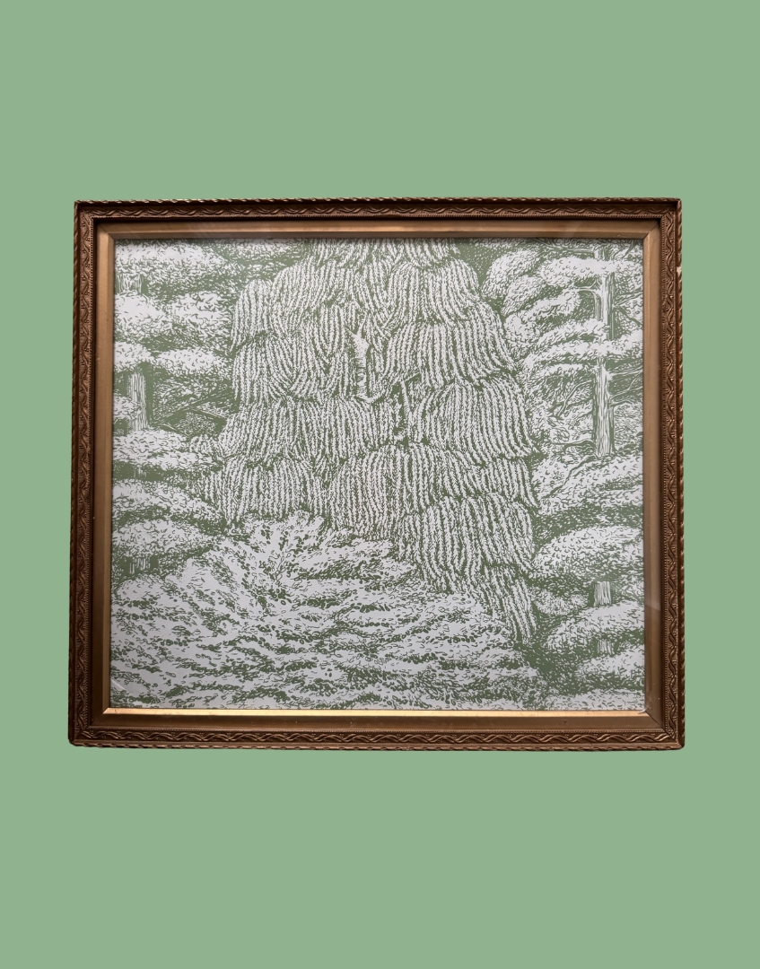 Sanderson 'Woodland Toile - Cream & Green' Classic British Framed Print in Decorative Vintage Gold Frame