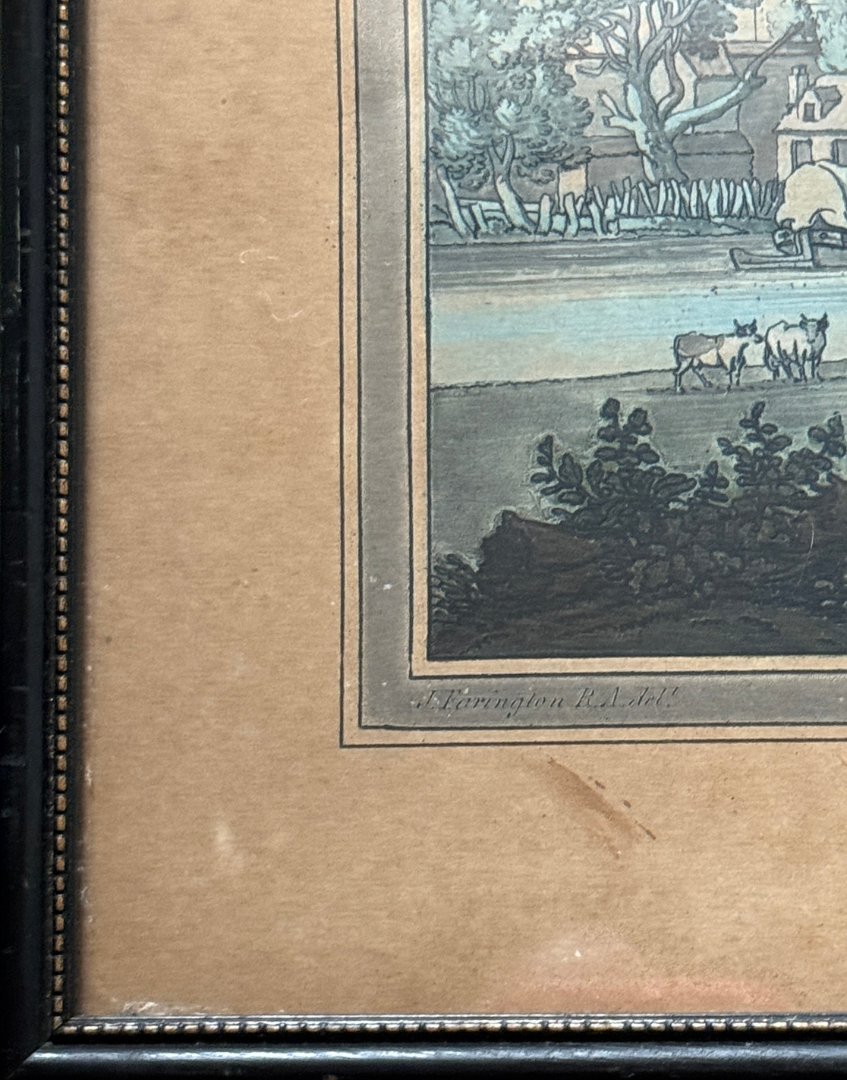 'Wallingford' – View of Wallingford Bridge, River Thames | 18th Century Framed Hand-Coloured Engraving 