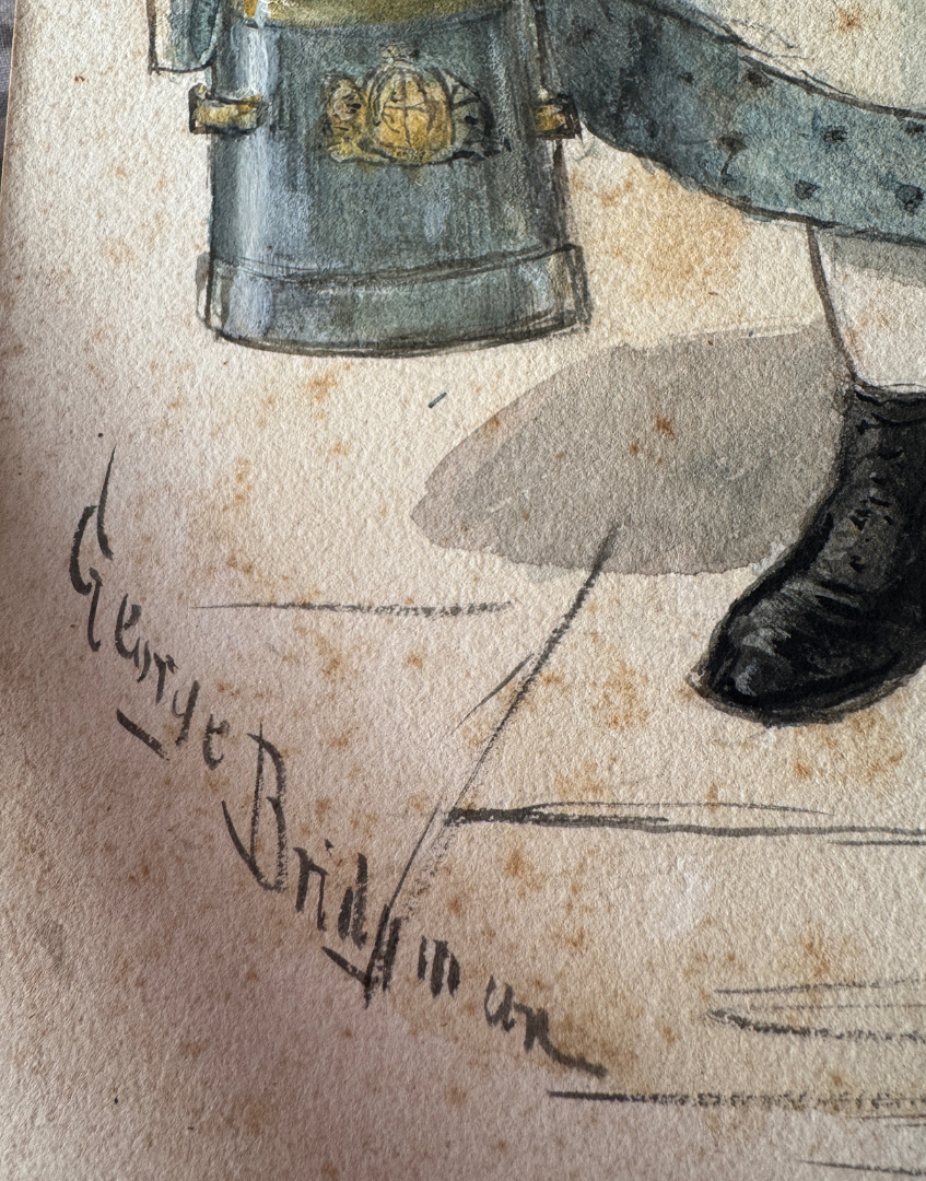 George Brant Bridgman Antique Watercolour Study | Traditional Dress Woman Carrying Water Pails Original Artwork c.1920s