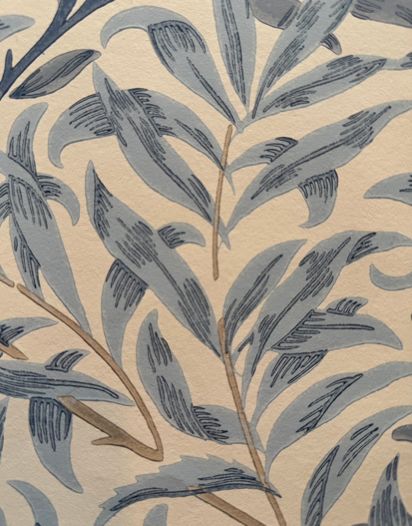 Close up of Morrs and Co Willow Bough (Blue) 