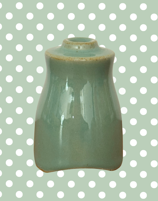 Vintage Denby Manor Green ceramic pie funnel with classic sage green glaze.